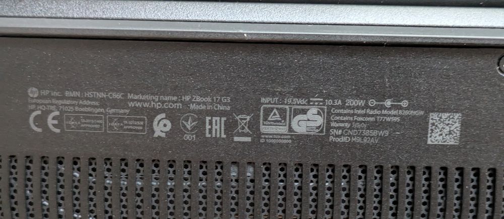 HP Zbook 17 G3 Core i7 6820 HQ 17"