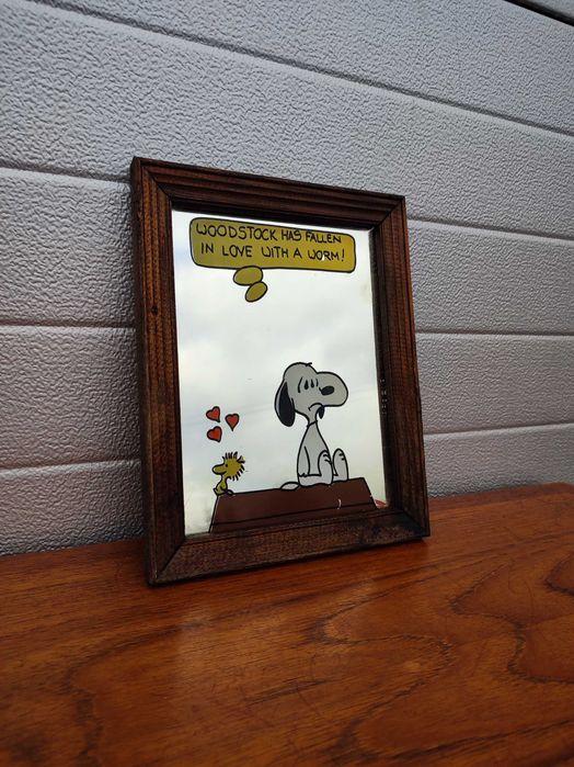 Lustro - Grafika na lustrze Snoopy - design - vintage - U