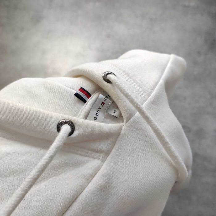 DAMSKA PREMIUM Bluza z Kapturem Biała Haft Logo Tommy Hilfiger Casual