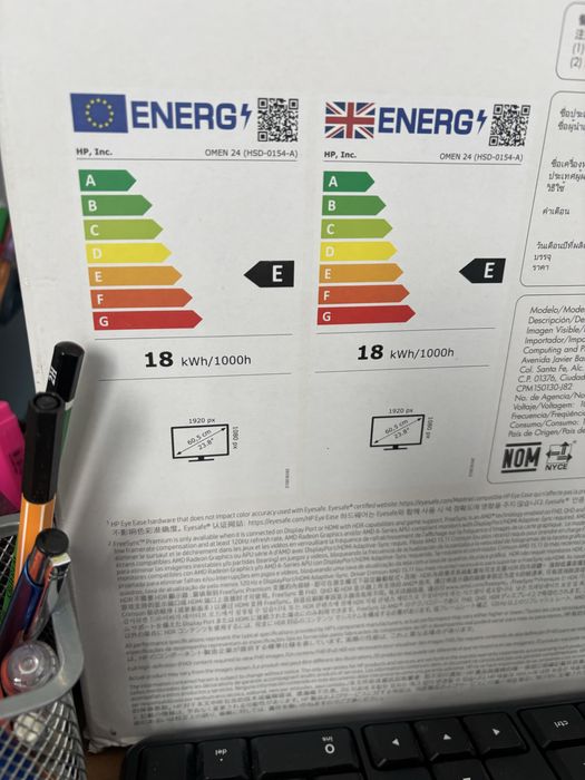 Monitor HP Omen 23.8" 1920x1080px IPS 165Hz 1 ms