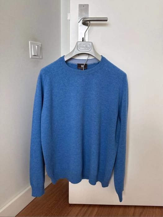 Camisola de malha azul para homem