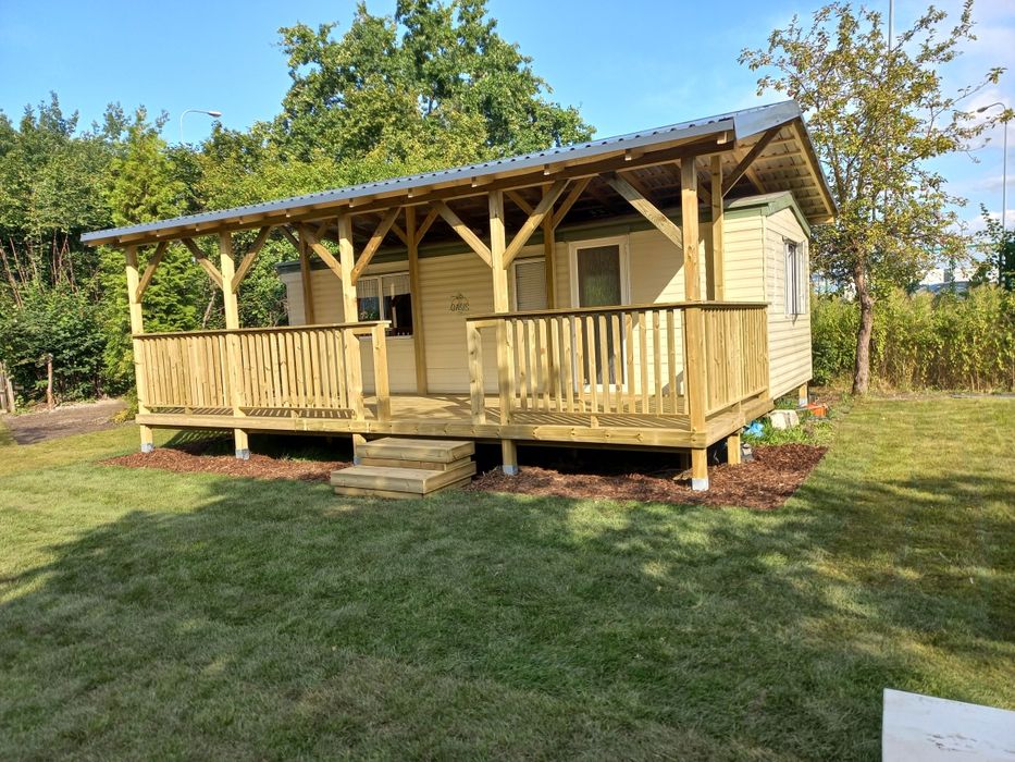 Taras drewniany  , zadaszenie ,  wiata do domków holenderskich