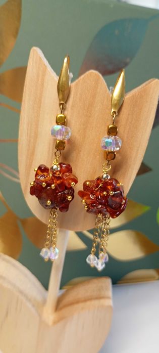 Kolczyki z bursztynem.