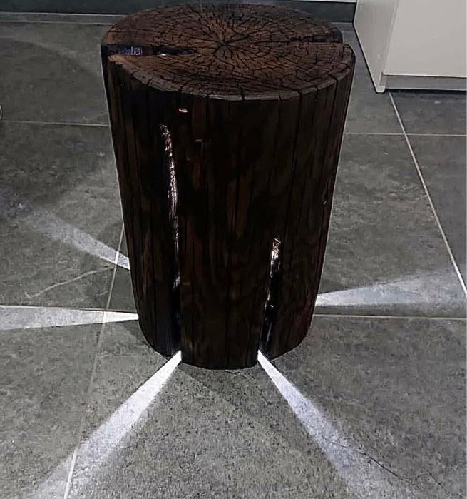 Lampa ozdobna z pnia drewna, styl skandynawski