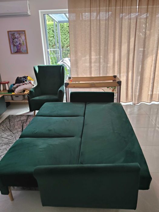 Sofa 3-osobowa zieleń butelkowa