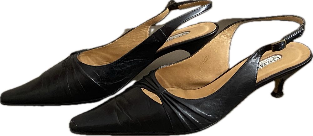Czarne luksusowe czółenka sling-back r. 39