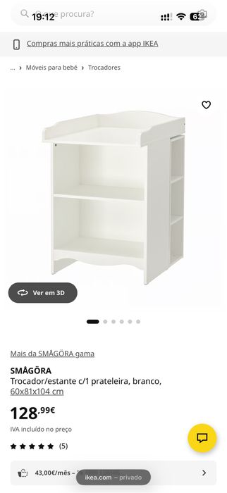 Trocador ikea com prateleira