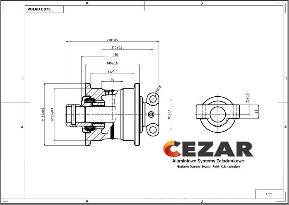 Rolka Jezdna Volvo EC50, EC50VV, EC70, EC70VV