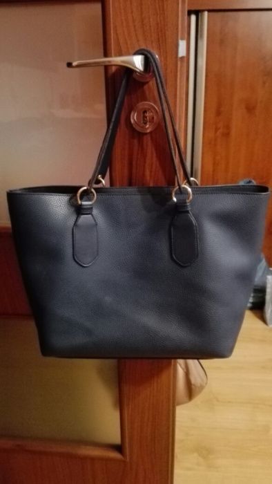 Torba torebka ciężka gruba eco skóra granatowa a la worek J. NOWA