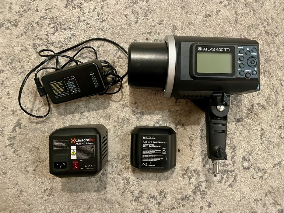 Lampa Quadralite Atlas 600 TTL. Zestaw + Zasilacz 230V