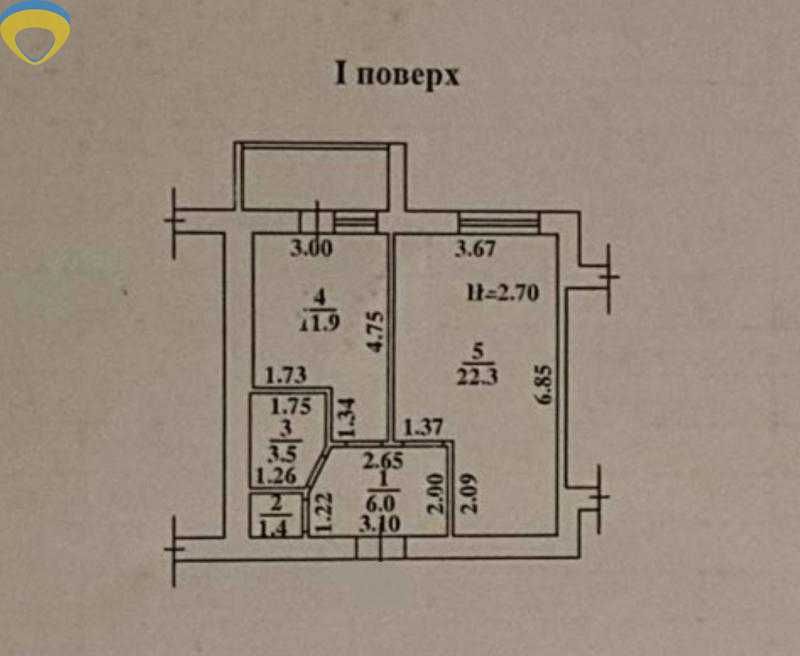 Квартира з газом 50 м² з великою кухнею + кладовка вул. Сахарова
