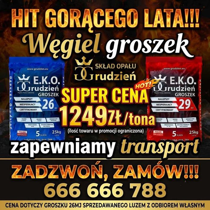 Promocja! Węgiel Groszek Orzech Kostka Pellet GRUDZIEŃ