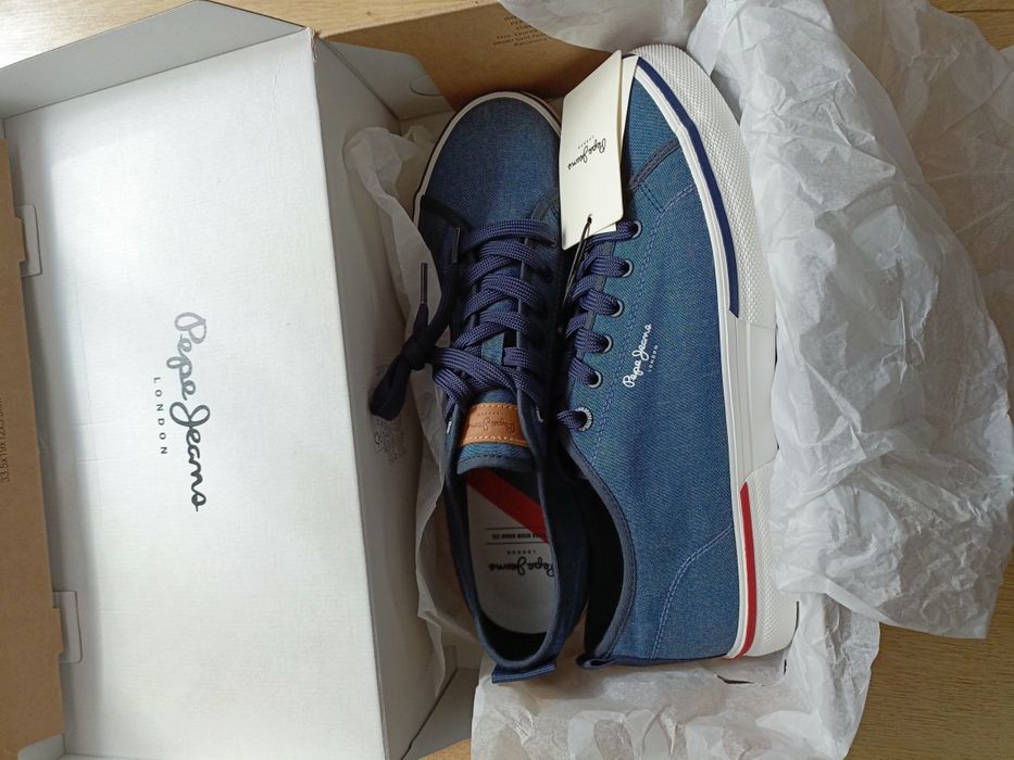 Modne buty Pepe Jeans London trampki tenisówki sneakersy granatowe