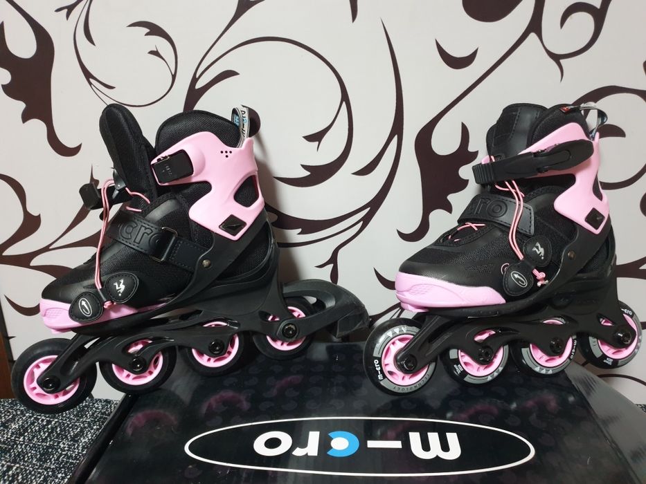 Дитячі ролики Micro Joy 29-32 Чорний-Рожевий