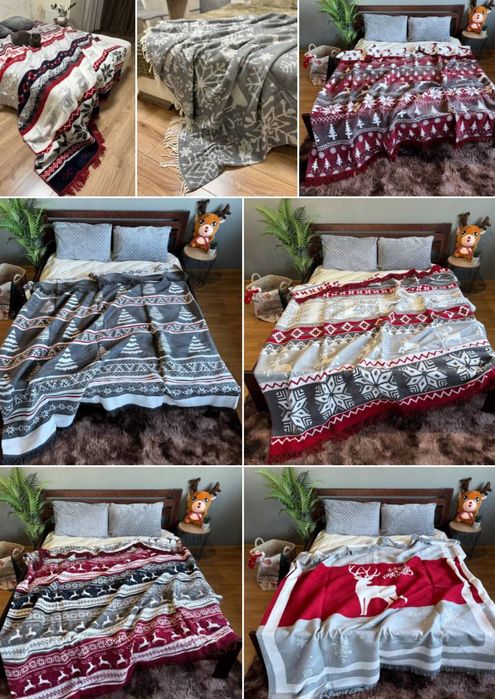 ШикарнийНоворічний плед двухсторонній теплий та мякий Туреччина