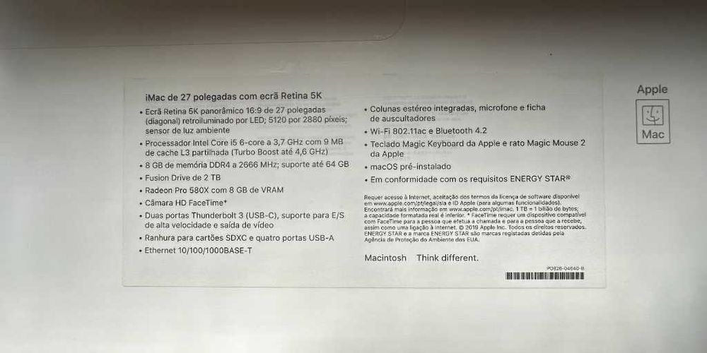 iMac 27" Retina 5K (2019) | 64 GB RAM | Radeon Pro 580X 8GB | Como Novo c/ Caixa Original