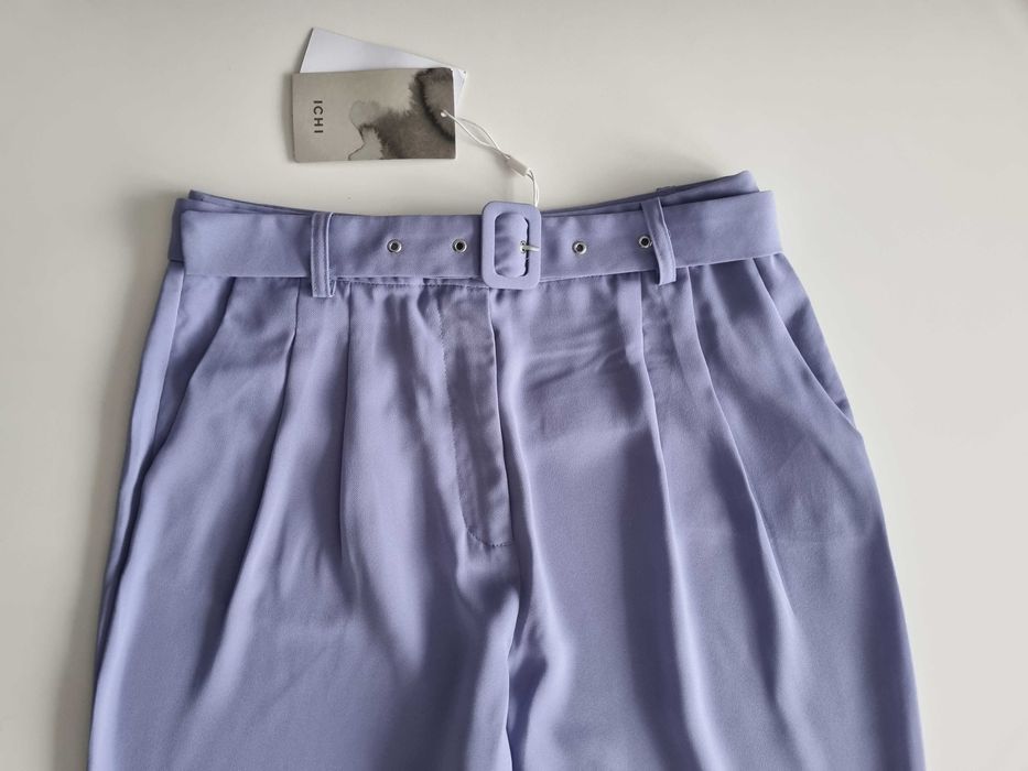 Eleganckie spodnie w kolorze lila wysoki stan ICHI S, pasuje też na M