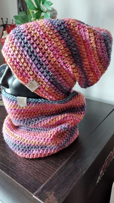 Komplet zestaw czapka + komin handmade