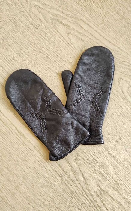 Рукавицы варежки женские кожаные