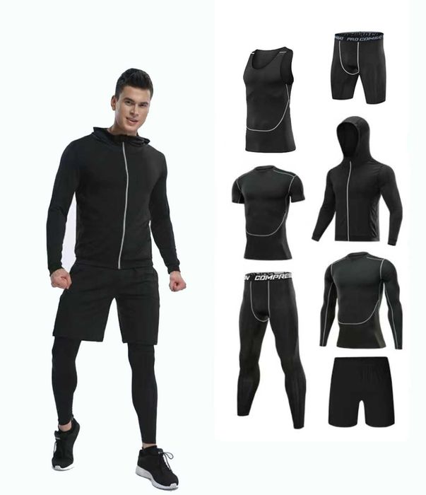 Компрессионная одежда 7 в 1 рашгард, леггинсы, футболка, шорты и худи!