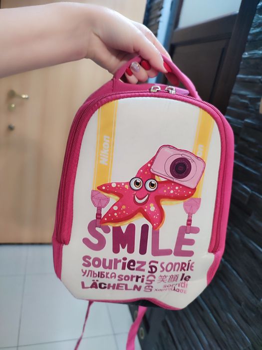 Plecak różowy Nikon z pianki do przedszkola na wycieczki miękki