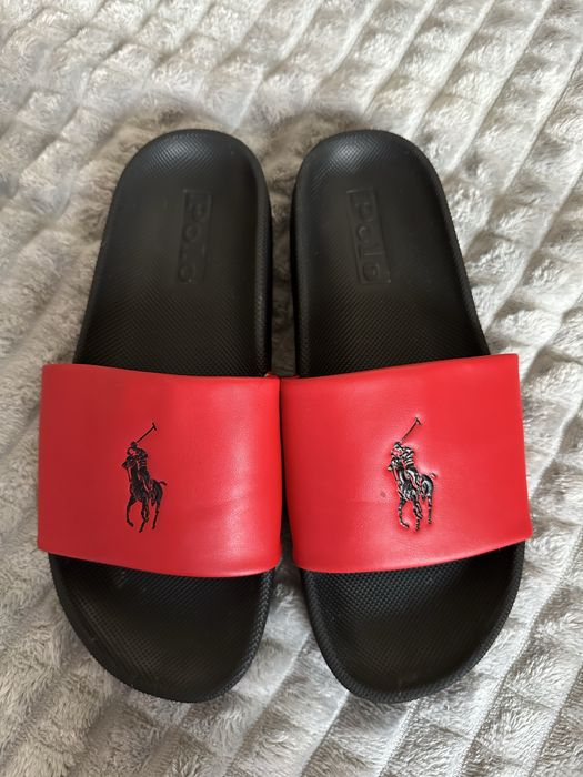 Klapki Polo Ralph Lauren 41 czerwono czarne pudełko