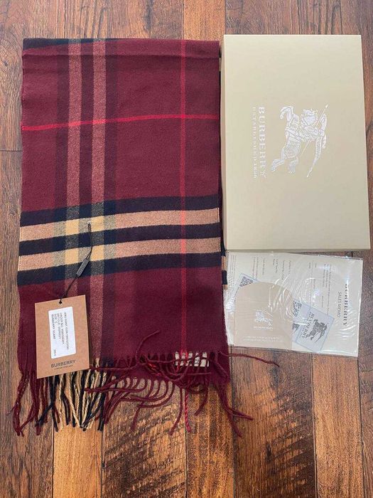 Шарф Burberry червоний кашеміровий 32/180см