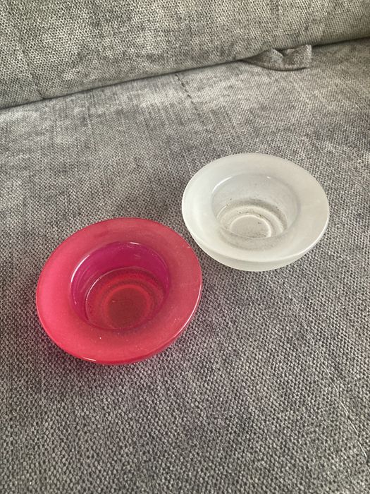 Świeczniki tea-light biały różowy zestaw