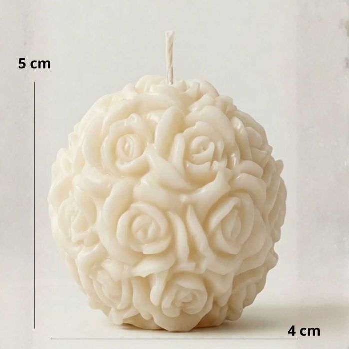 Vela Decorativa Esfera de Rosas Artesanal