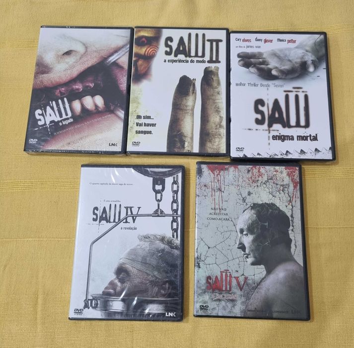 5 DVDS Saw 1,2,3,4,5 Coleção ver fotos