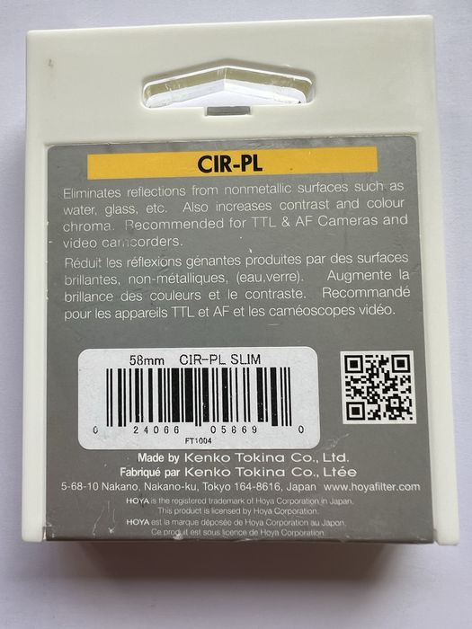 Filtro Hoya CIR-PL 58mm