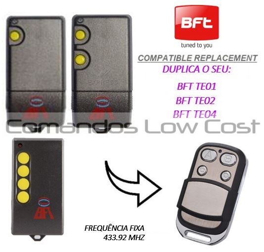 Comando de garagem compatível c/ BFT TE1 - TE2