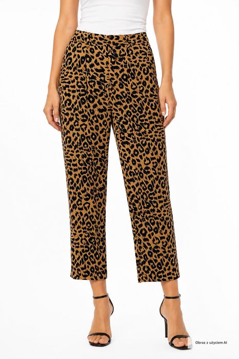 Spodnie w cętki brązowo-czarne smart casual M