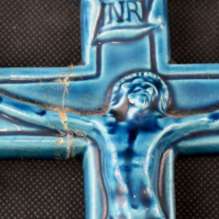 Grande Rosário / Terço em Majólica e metal, Azul-Turquesa