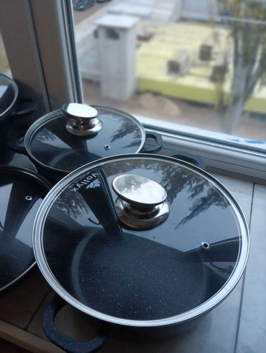 Набір посуду (12 предметів) з гранітним  покриттям. Набір каструль.