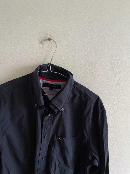 Tommy Hilfiger koszula męska granatowa S / M z kołnierzem