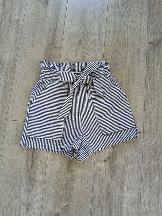 Szorty damskie w paski z wysokim stanem Zara XS 34