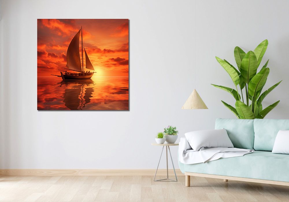Obraz 100x100cm Pod Żaglami Zachodu Słońca