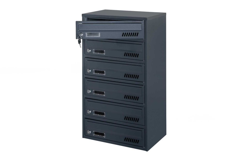 Skrzynka pocztowa na listy 6 mieszkań ANTRACYT od ręki