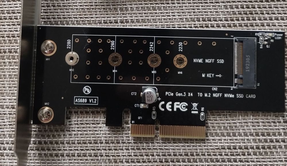 Карта, контроллер PCIe to M.2 NVMe AgeStar (AS-MC01) - AT242973