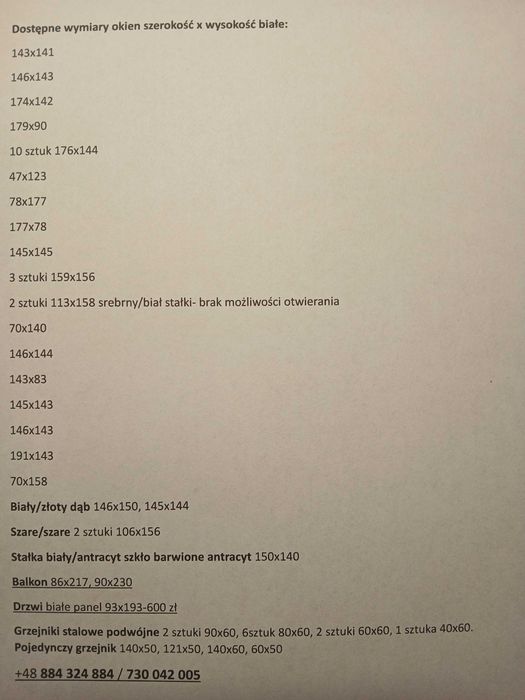 Okna Drzwi z demontażu pcv pvc