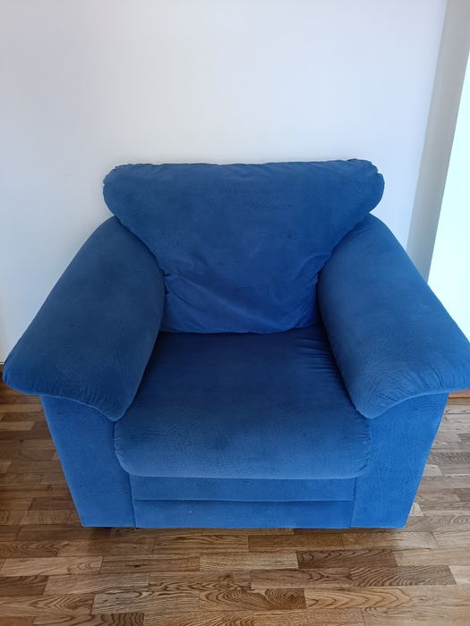 Sofá Poltrona Azul veludo