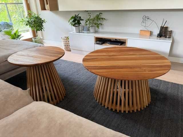 Komplet stolikow kawowych lite drewno tekowe
