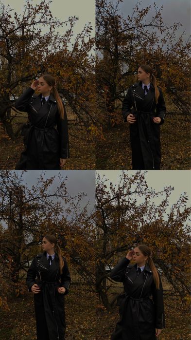 Довгий шкіряний плащ (пальто)