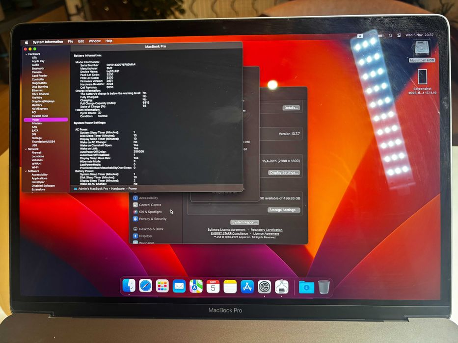 MacBook Pro 15, 2017 (Intel i7, 16 RAM, 512 SSD, 27 циклів батарея)