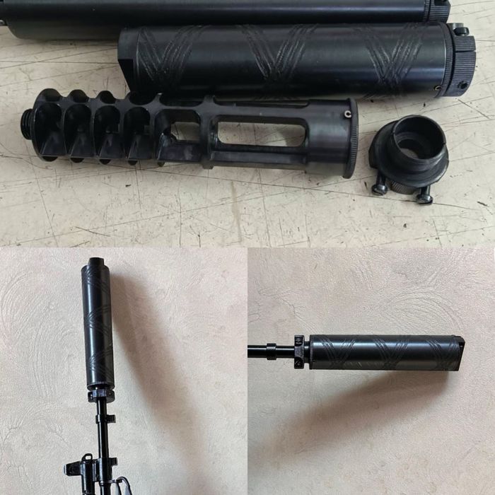 Глушник для АК-12, 3-ї генерації 180мм, (незнімний ДТК), глушитель.