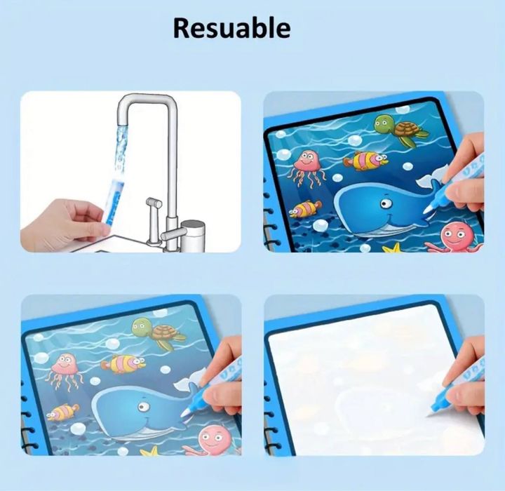 Книга водяная раскраска многоразовая!