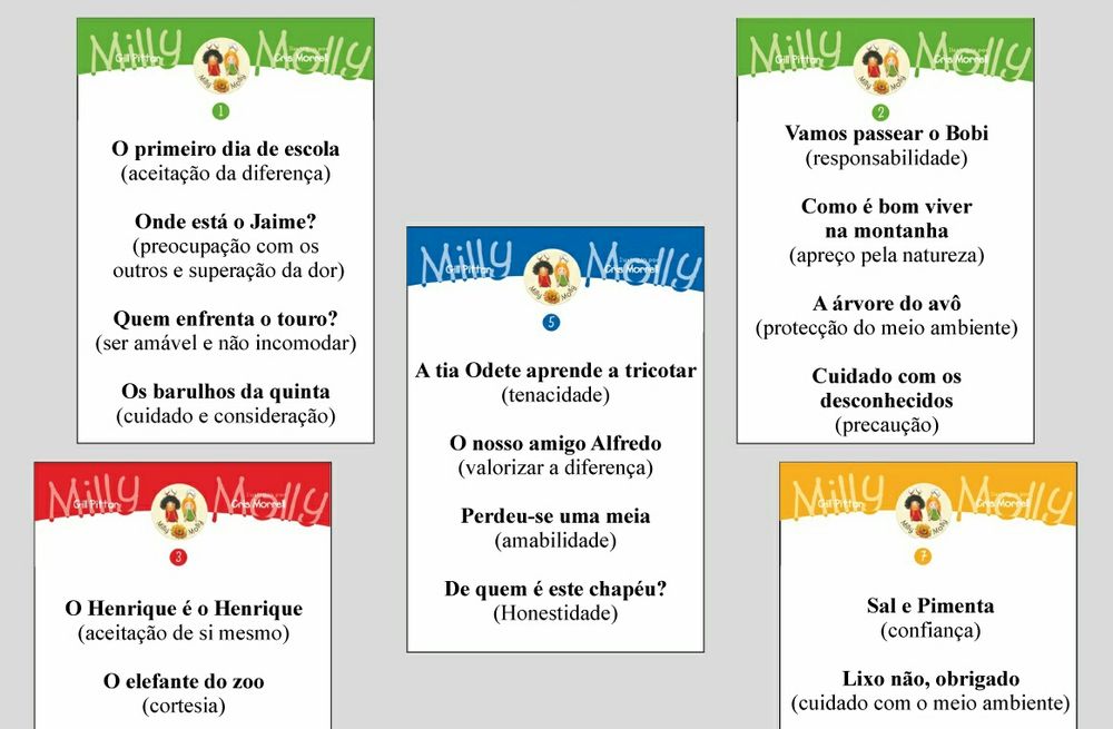 Milly e Molly - livros ditáctico infantil - NOVA