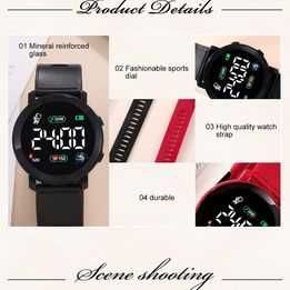 Relógio digital novo na cor vermelha e preto.