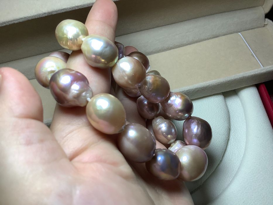 Ogromne perły różowe fioletowe kolorowe naszyjnik